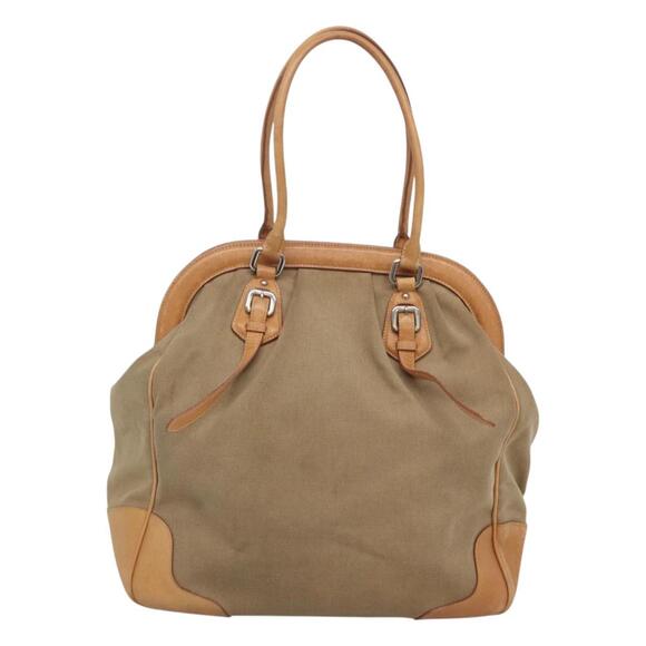 PRADA Tote Bag Canvas Beige Silver - Picture 3 of 9